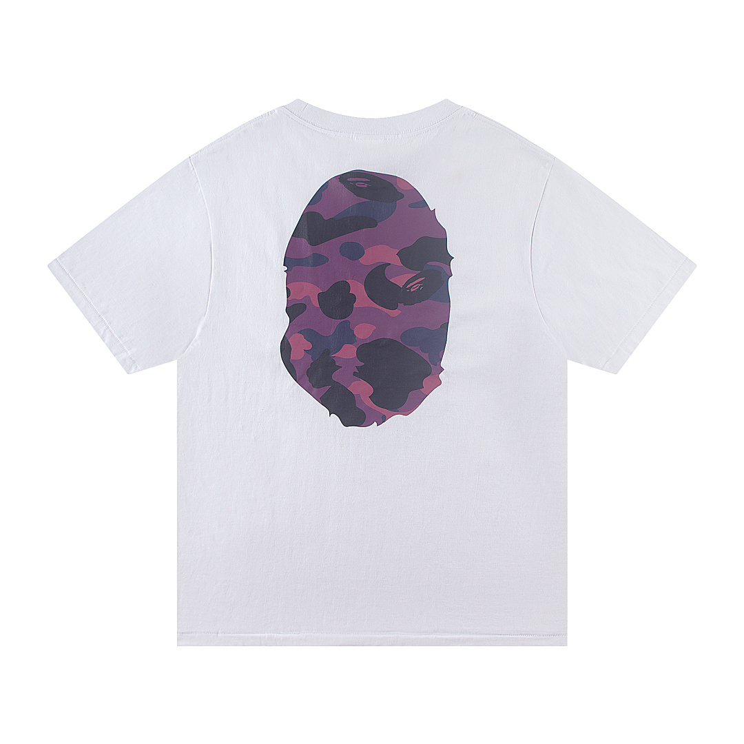 Bape 148 TOP Print Collar Short Sleeve T Black White S-XL - Image 14