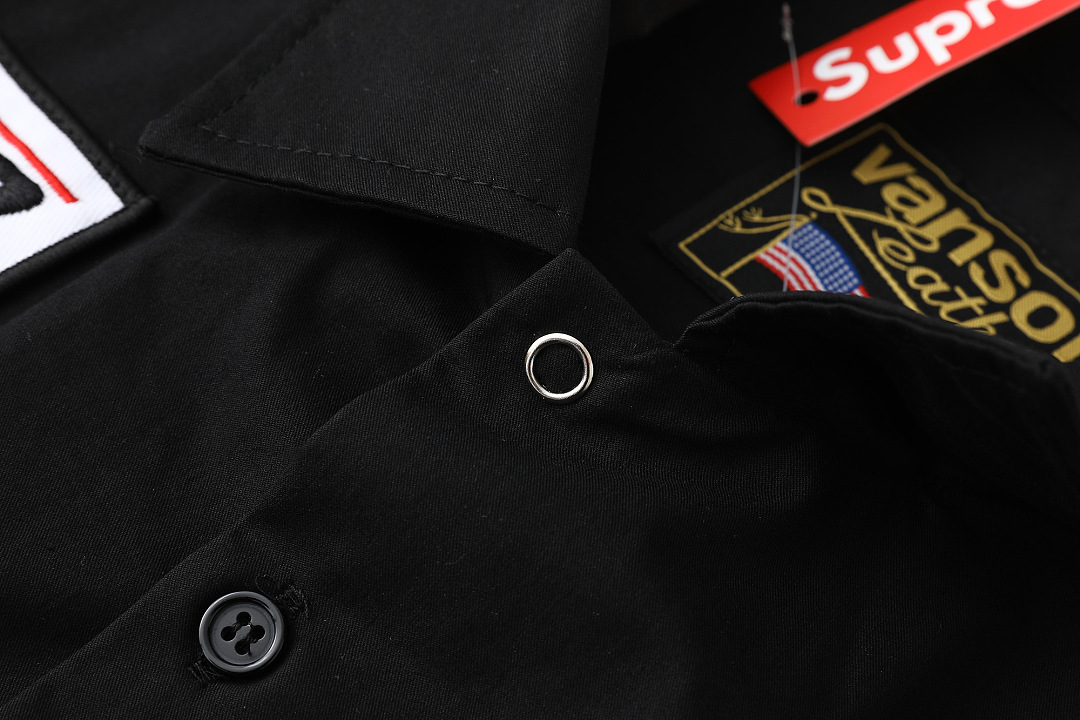 Supreme 338 FW25 WEEK8 S/S Work Shirt Leather Label Floral Striped Short Sleeve : Black Pink White S M L - Image 21