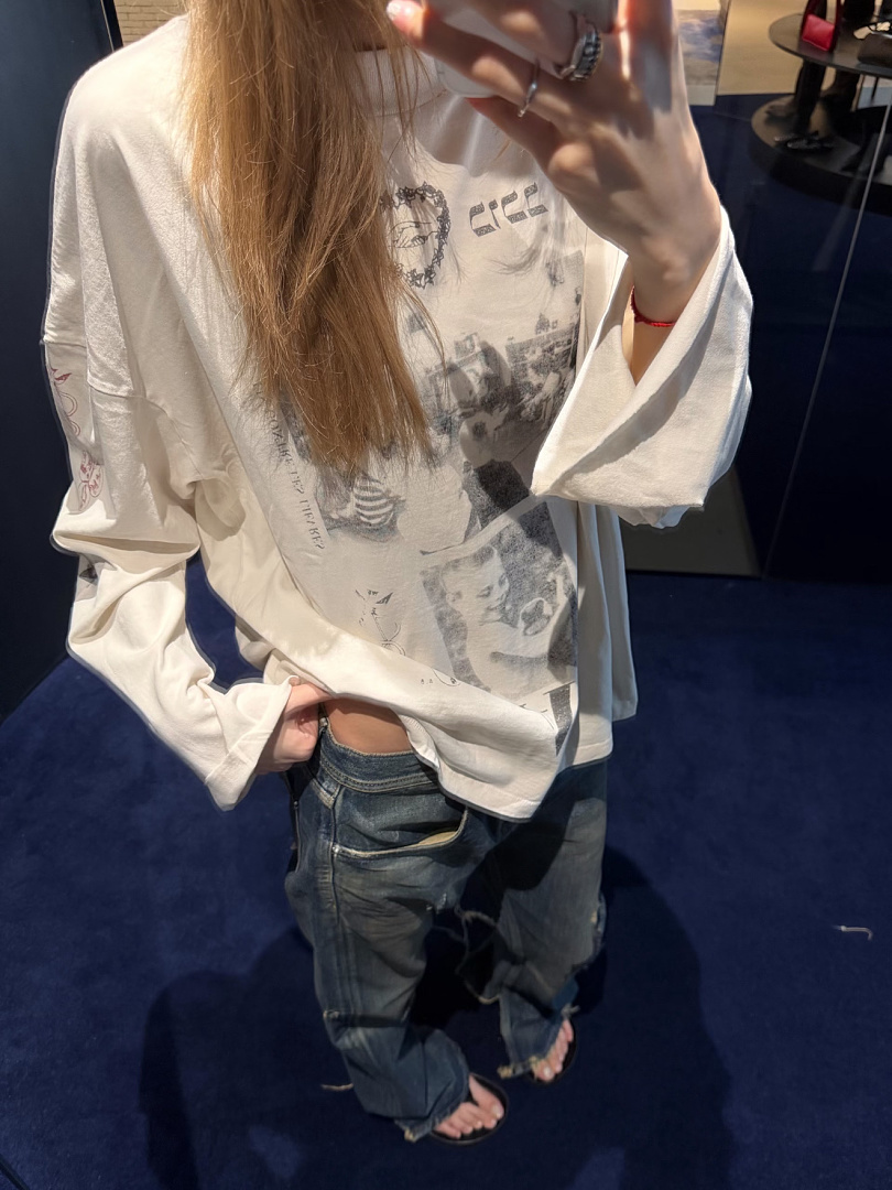 Enfants Riches Deprimes 138 Enfants Riches Deprimes Wide Collar Long Sleeve T : S M L XL Apricot - Image 19