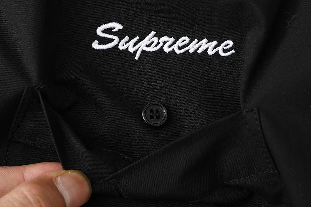 Supreme 338 FW25 WEEK8 S/S Work Shirt Leather Label Floral Striped Short Sleeve : Black Pink White S M L - Image 23