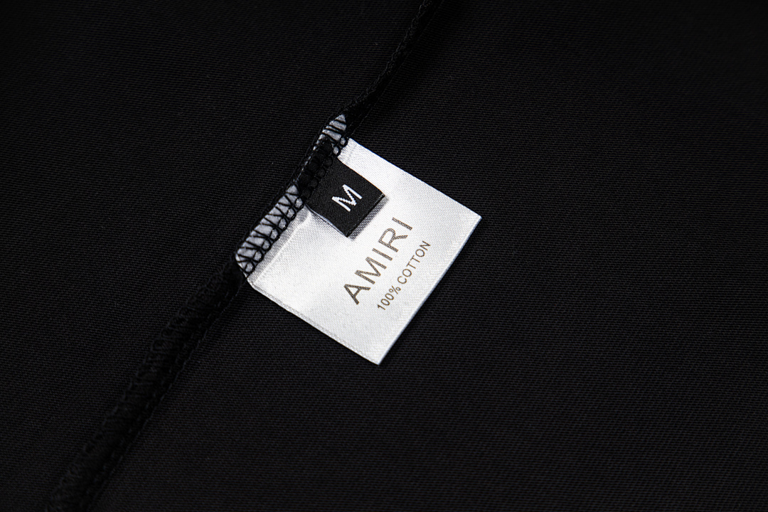 AMIRI 118 Wide Version Model Short Sleeve T Logo Color Ink Print High Wind Black White S M L XL 9901# - Image 11