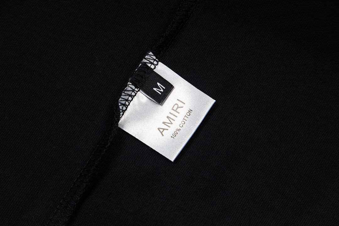 AMIRI 118 Wide Version Model Short Sleeve T Logo Print High Wind Black White Apricot S M L - Image 22