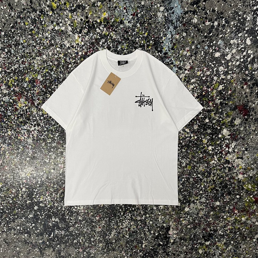 Stussy 108 Stu Star Print Short Sleeve T : White Black Apricot S Ｍ L XL XXL - Image 5