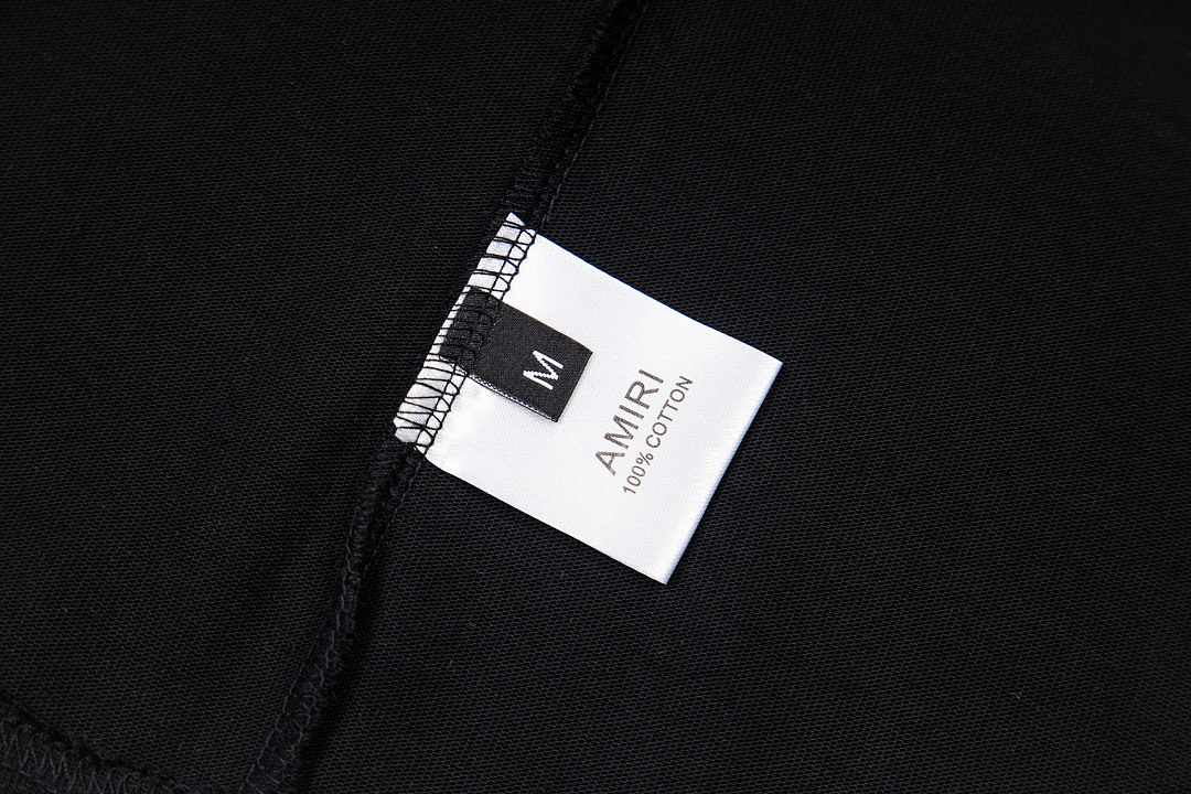 AMIRI 118 Wide Version Model Logo Embroidered Short Sleeve T Black Grey Cream Apricot S M L XL 9941# - Image 11