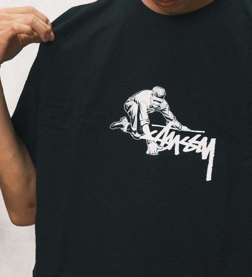 Stussy 108 Stu FW24 WORKER TEE Print Short Sleeve T Black White S M L - Image 18