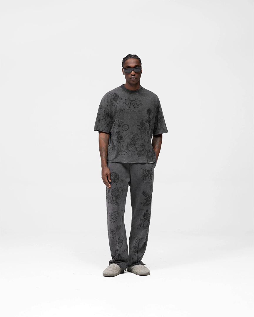 Represent 238 REPRESENT Legacy Sweatpant Print Lace : Washed Black White S M L - Image 13
