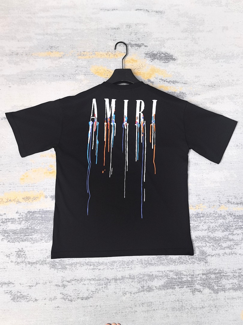 AMIRI 118 Wide Version Model Short Sleeve T Logo Print High Wind Black White S M L XL 9905# - Image 24