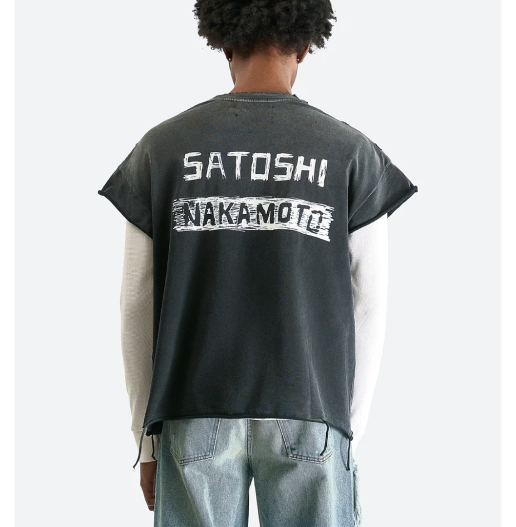 Unbranded 128 SATOSHI NAKAMOTO Washed Black Sleeve T : S M L - Image 15