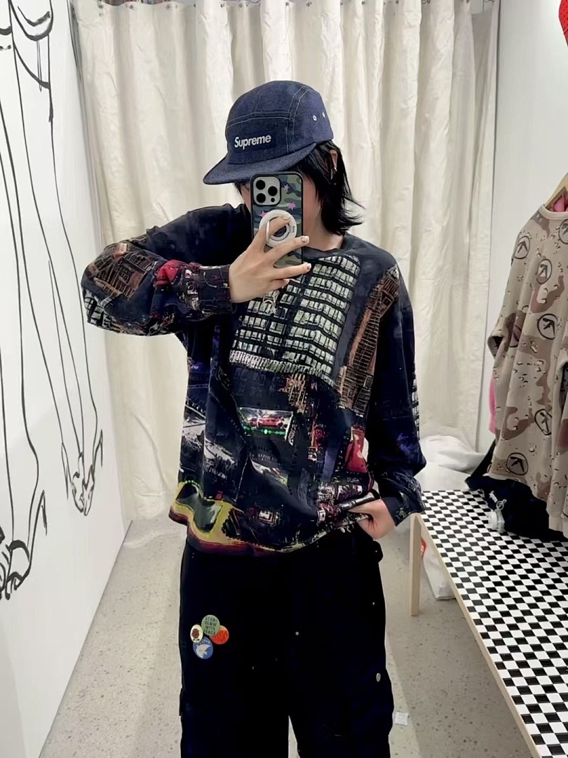 Supreme 298 SS25 SKYLINE SEQUIN L/S TOP Sky Stitching Long Sleeve Black Blue S-XL - Image 45