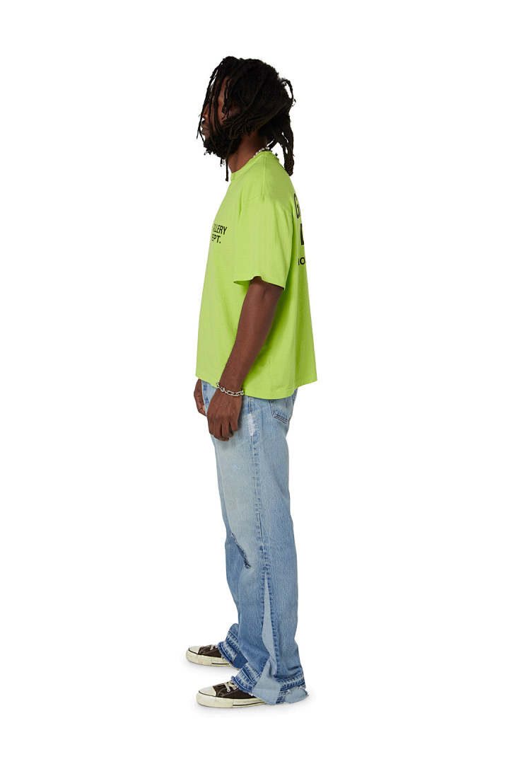 Gallery Dept 98 Gallery Dept. Classic Souvenir Tee LOGO Print Collar Short Sleeve T Black Grey White Cream Apricot Sky Blue Fruit Green Dark S M L - Image 35