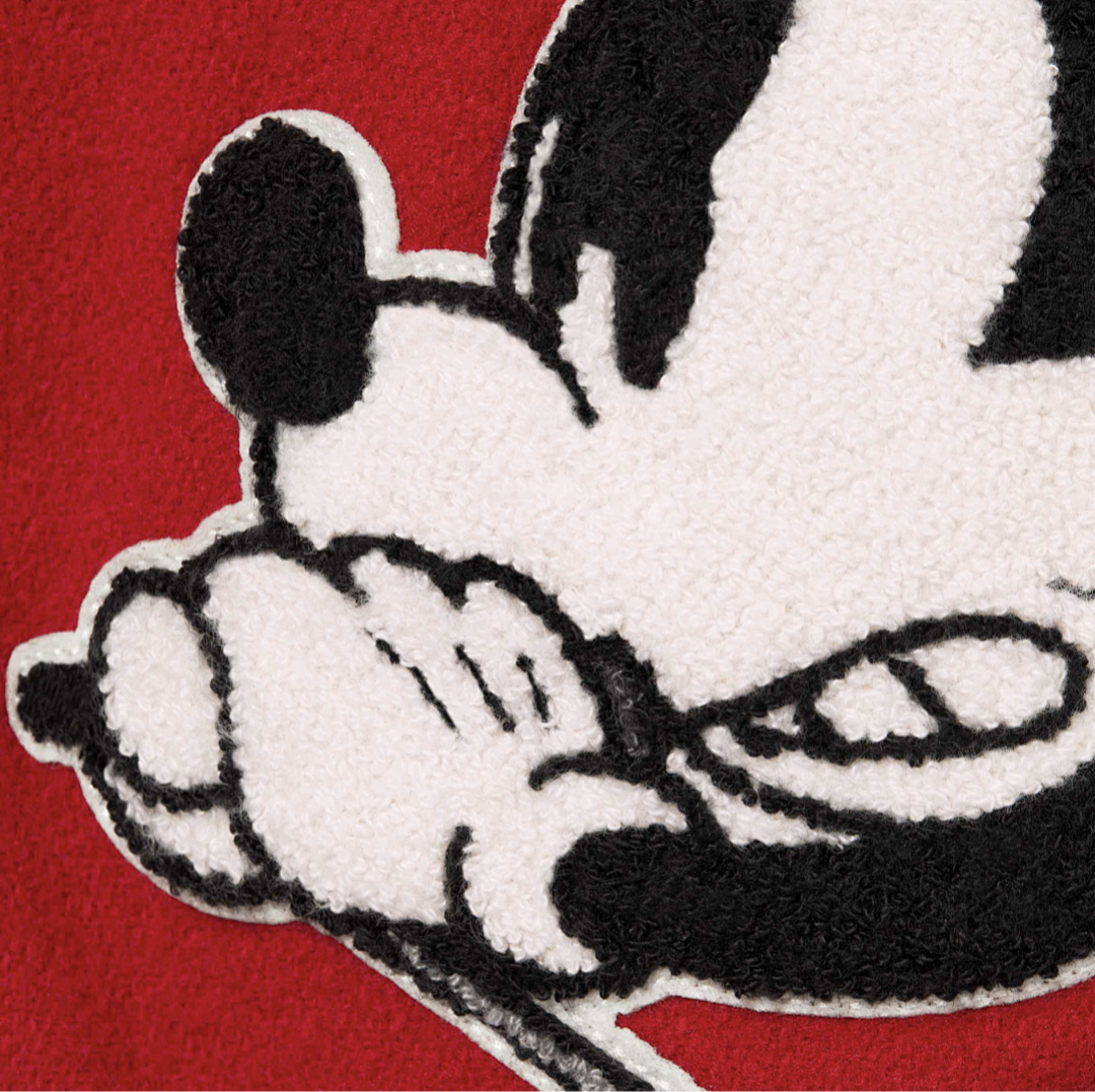 Supreme 568 NUMBER INE Cream Classic Collab MICKEY VARSITY JACKET / Red Black S (N) - Image 41