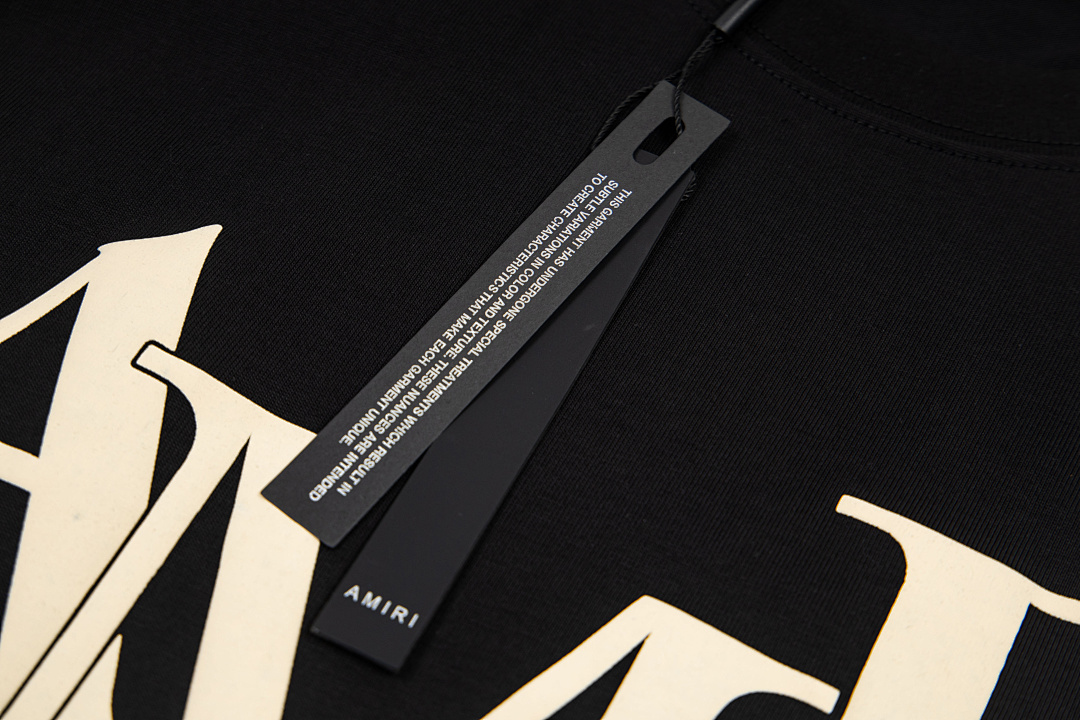 AMIRI 118 Wide Version Model Short Sleeve T Logo Print High Wind Black White Apricot S M L - Image 18