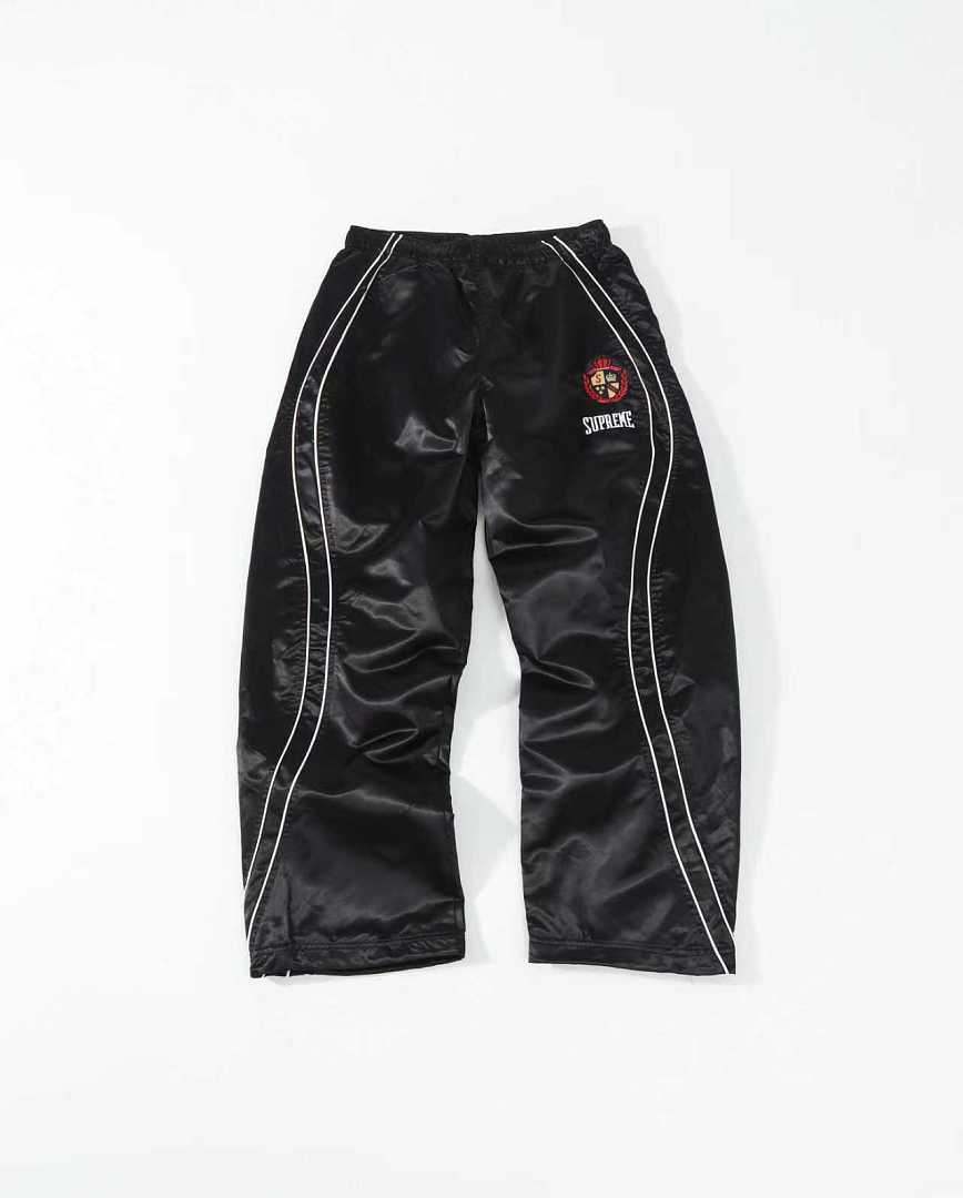 Balenciaga 378 SS25 WEEK16 Satin Track Pant Surface Patch Logo : Black Ice Blue S-XL - Image 3