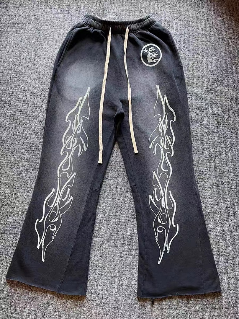 Hellstar 238 Hellstar Studio Red Flare Pants High Patchwork Long Water Black S-M-L-XL - Image 20