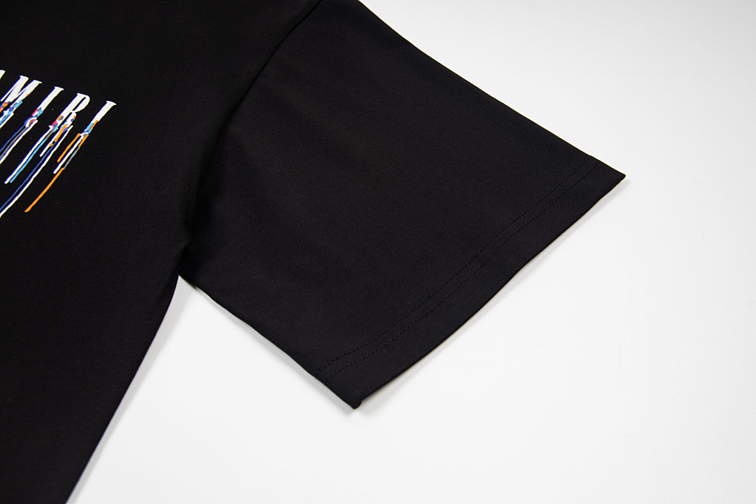 AMIRI 118 Wide Version Model Short Sleeve T Logo Print High Wind Black White S M L XL 9905# - Image 7