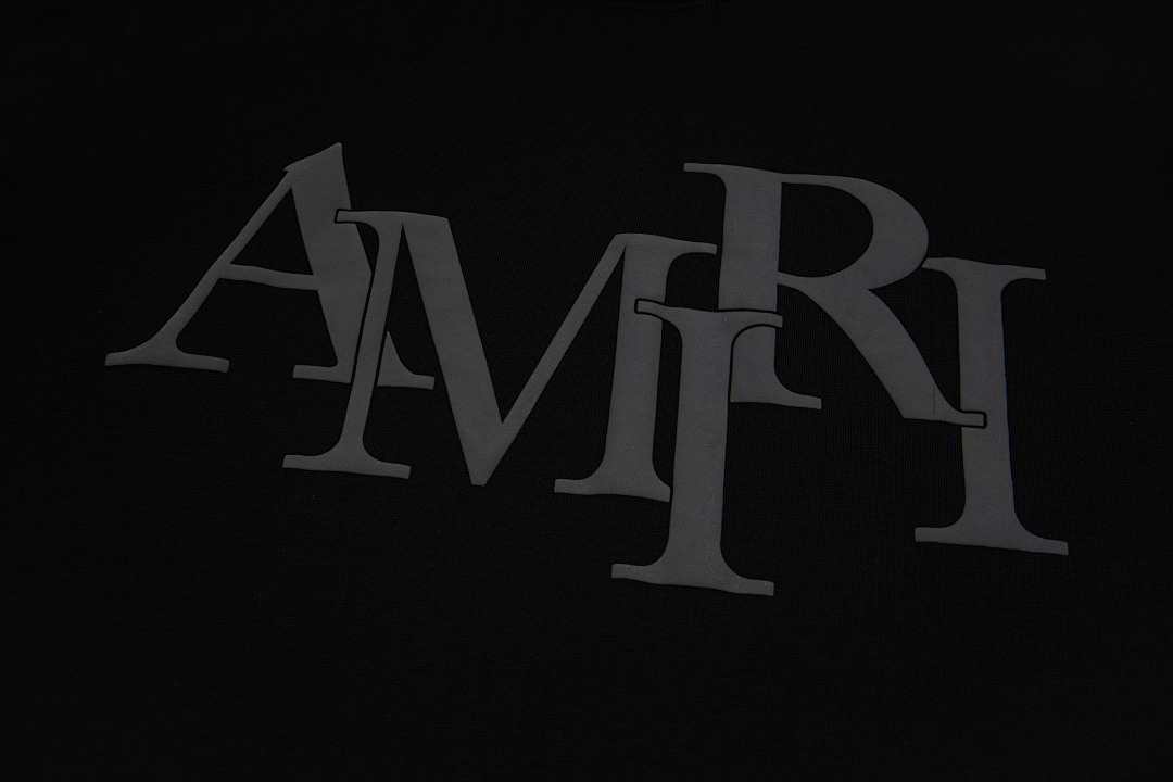 AMIRI 118 Wide Version Model Short Sleeve T Logo Print High Wind Black White Apricot S M L - Image 7