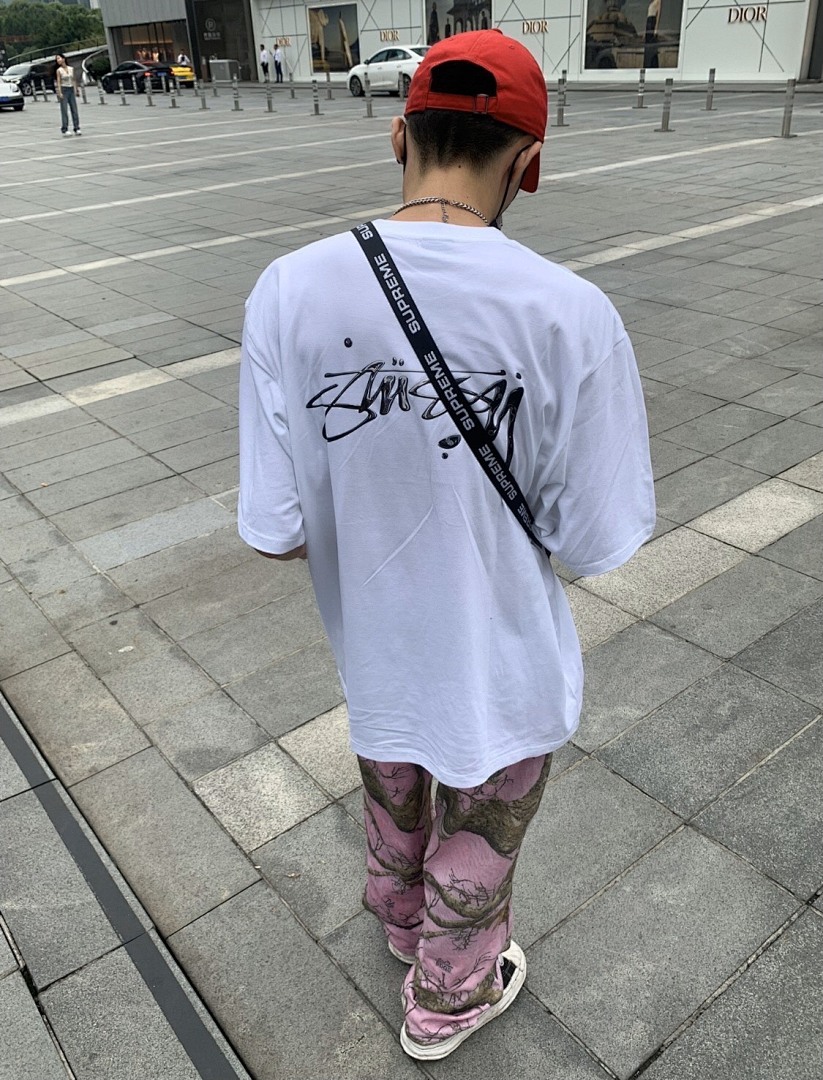 Stussy 98 STU MERCURY TEE Water Silver Fruit Logo Print Collar Short Sleeve T : White Black S M L XL Y1315# - Image 6