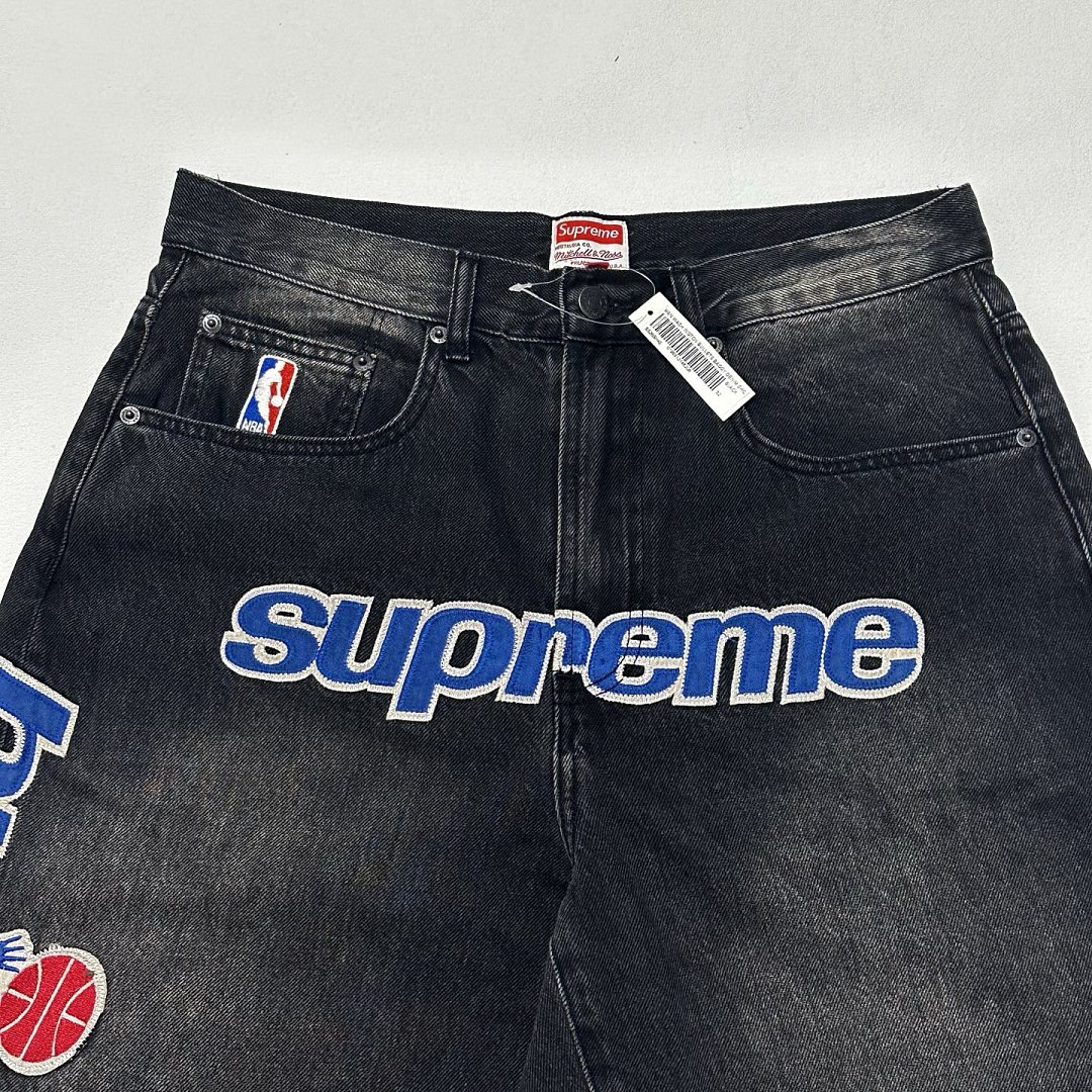 Supreme 358 Mitchell & Ness SS26 Bullets Baggy Denim Short - Image 6