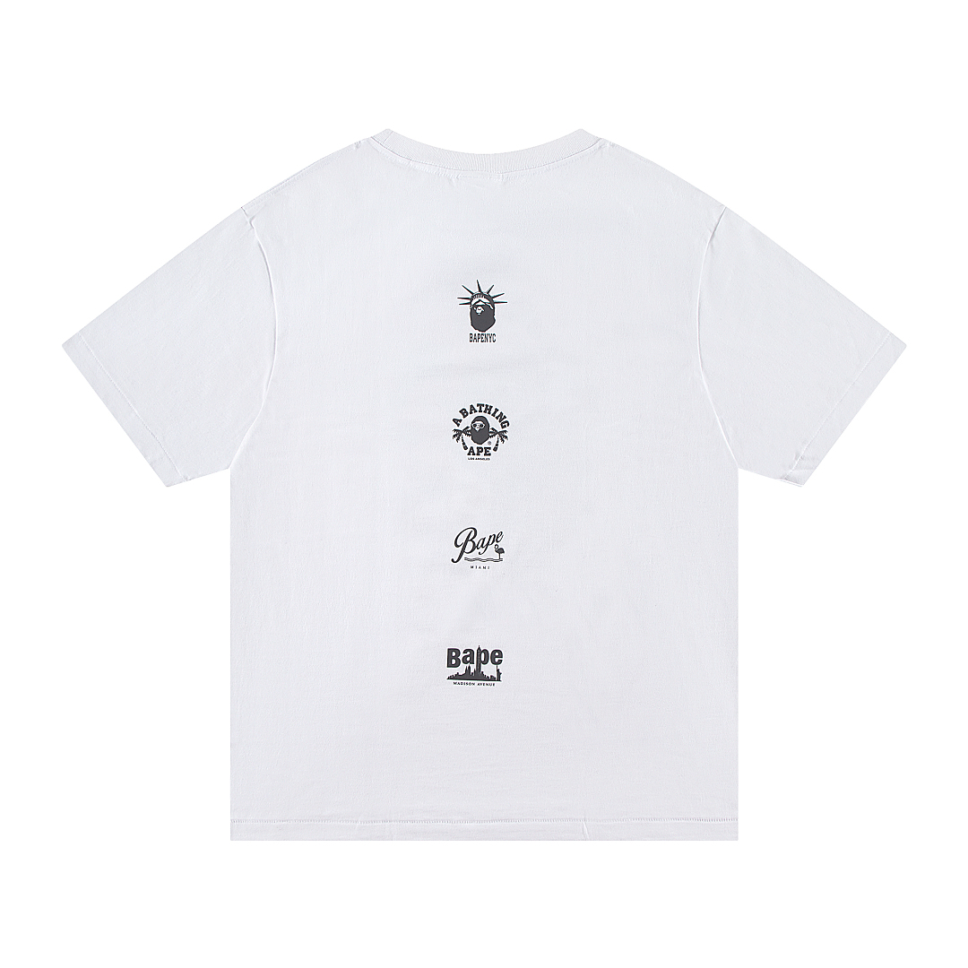 Bape 148 TOP Print Collar Short Sleeve T Black White S-XL - Image 13