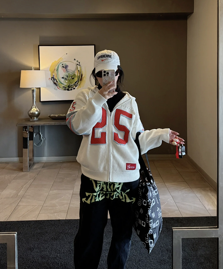 Supreme 538 SS25 FOOTBALL HOOD SWEATER Fleece Black White Blue S-XL - Image 64