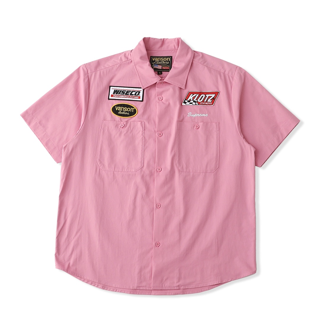 Supreme 338 FW25 WEEK8 S/S Work Shirt Leather Label Floral Striped Short Sleeve : Black Pink White S M L - Image 27