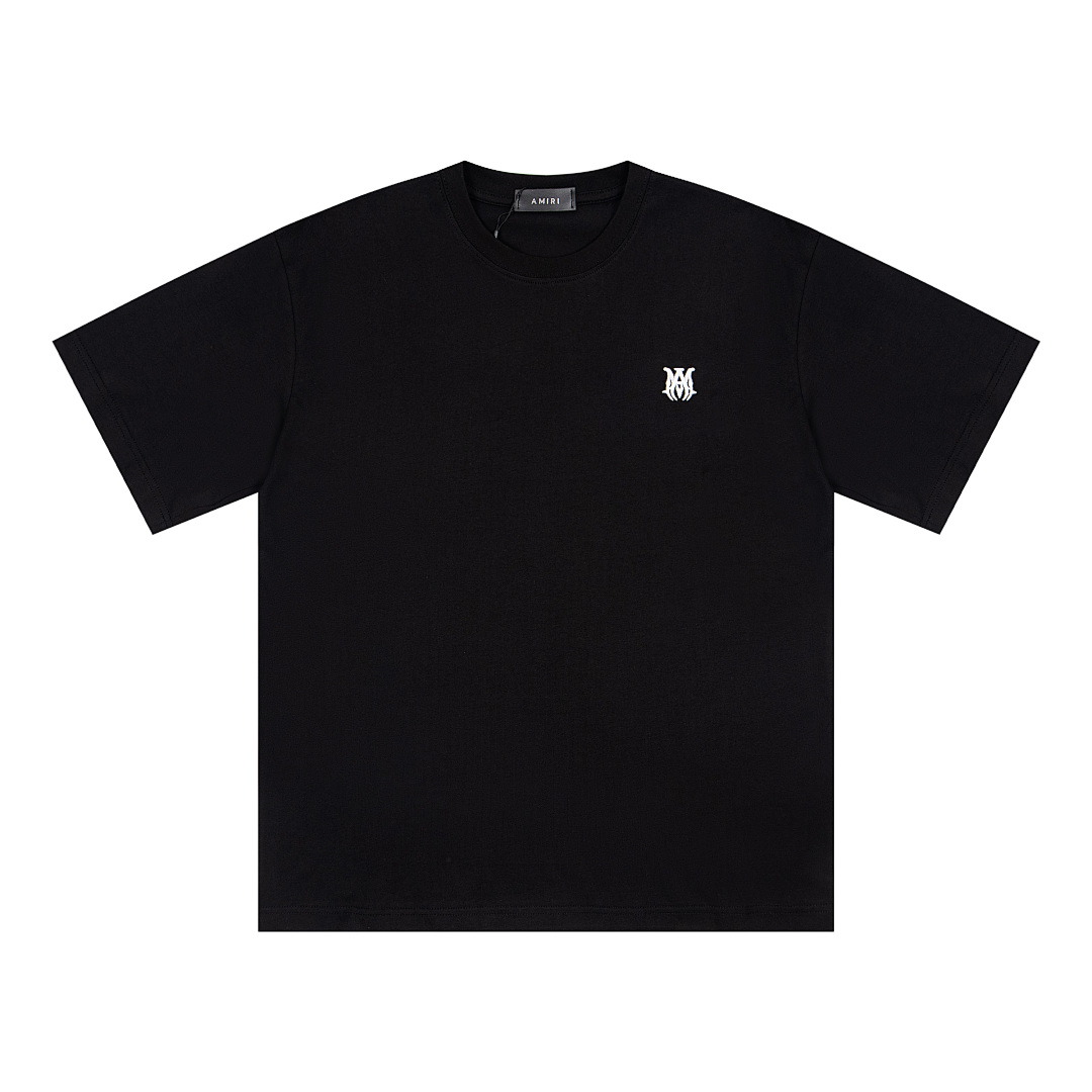 AMIRI 118 Wide Version Model Short Sleeve T Logo Embroidered High Wind Black White S M L XL 9906# - Image 3