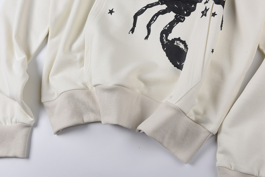 Sp5der 258 Sp5Der HOODIES Print Solid Cotton White S-XL - Image 10
