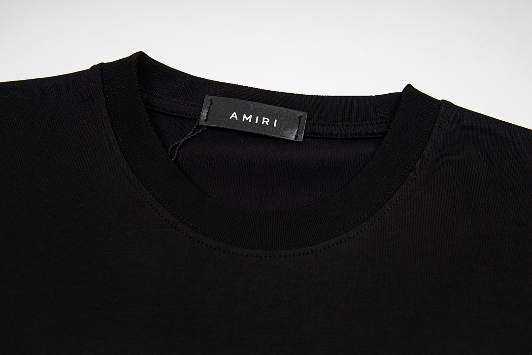 AMIRI 128 Wide Version Model Short Sleeve T Logo Print Diamond High Wind 260 Solid Cotton Black S M L XL 9911# - Image 5