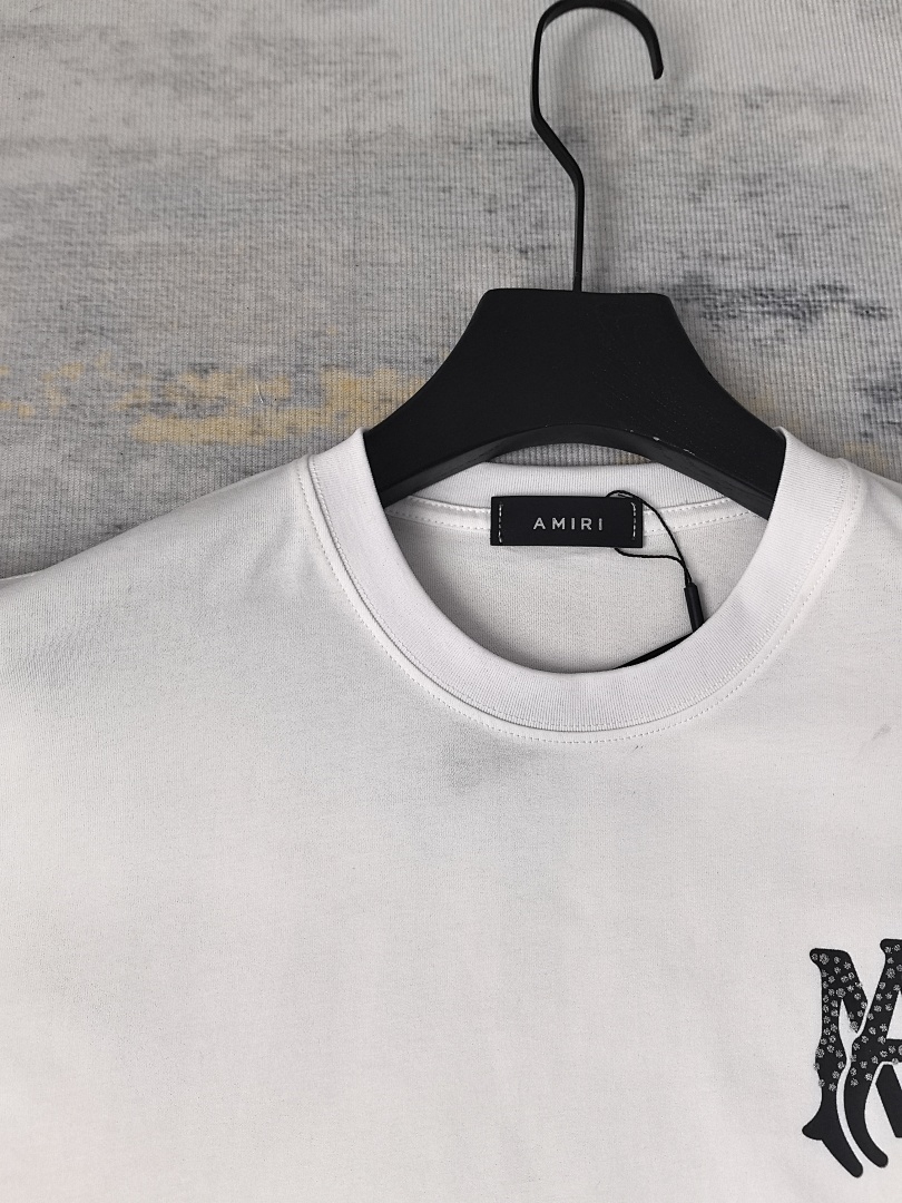 AMIRI 118 Wide Version Model Short Sleeve T Logo Print Diamond High Wind Black White S M L - Image 31