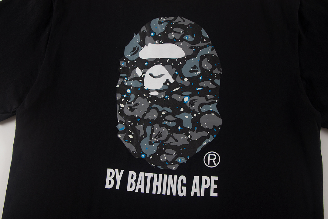 Bape 148 TOP Print Collar Short Sleeve T Black White S-XL - Image 8