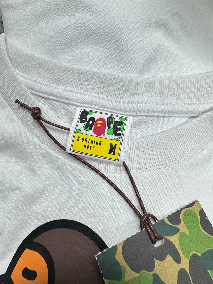 Bape 148 TOP Print Collar Short Sleeve T Black White S-XL - Image 23