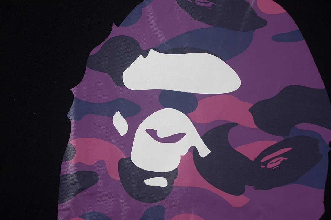 Bape 148 TOP Print Collar Short Sleeve T Black White S-XL - Image 9