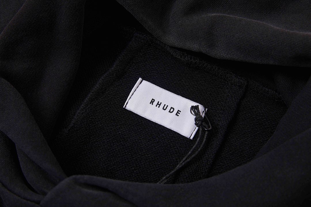 On Running ON SALE138 Rhude Black Campione Hoodie Big R Washed Print Short Wide Boxy : S M L - Image 13