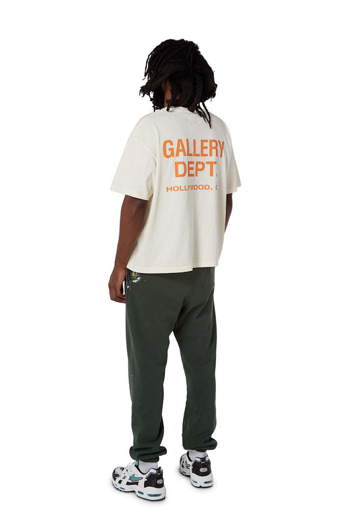 Gallery Dept 98 Gallery Dept. Classic Souvenir Tee LOGO Print Collar Short Sleeve T Black Grey White Cream Apricot Sky Blue Fruit Green Dark S M L - Image 19