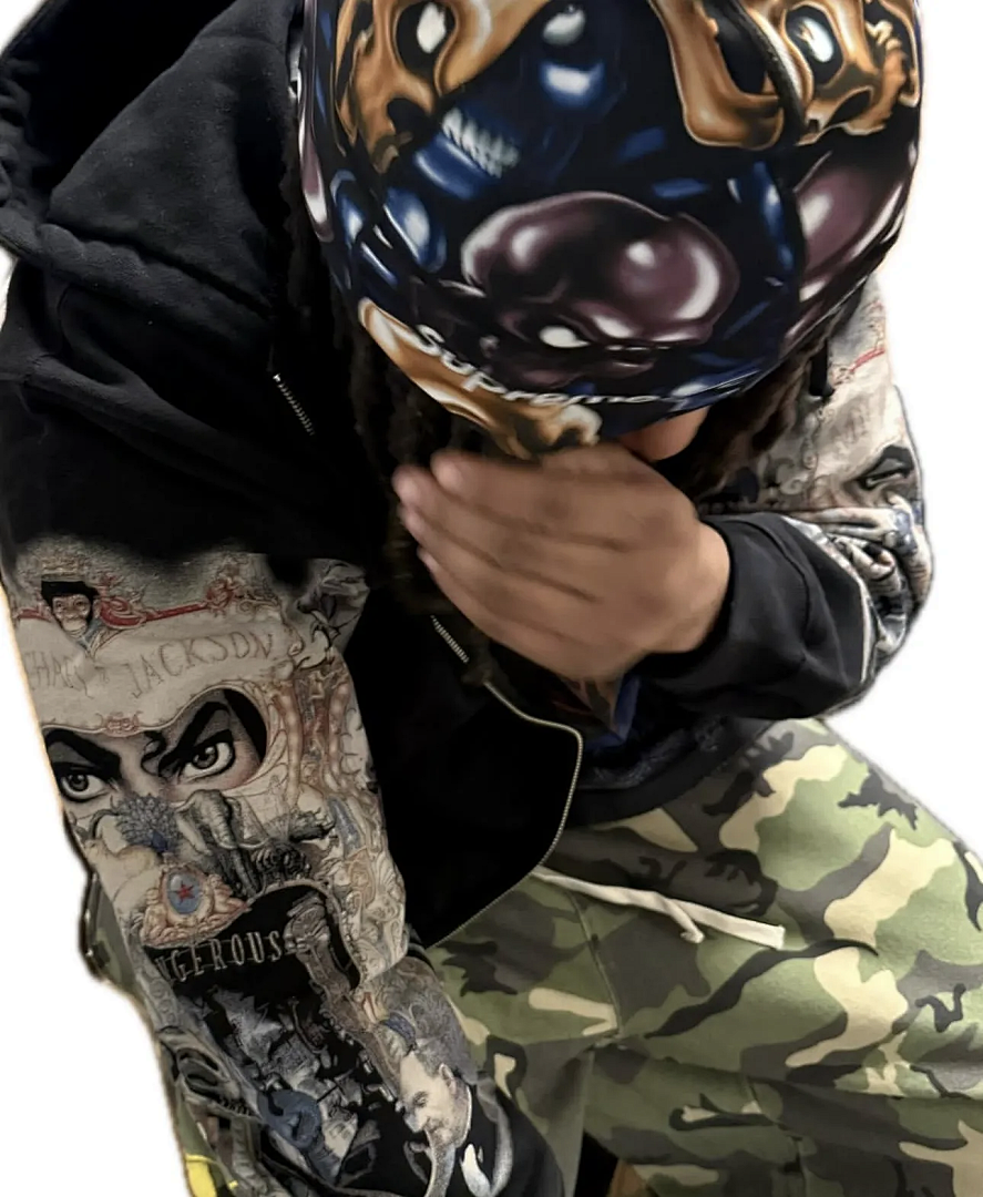 Supreme 368 MICHAEL JACKSON DANGEROUS ZIP UP HOODED Print Black, Purple Blue S-XL - Image 19