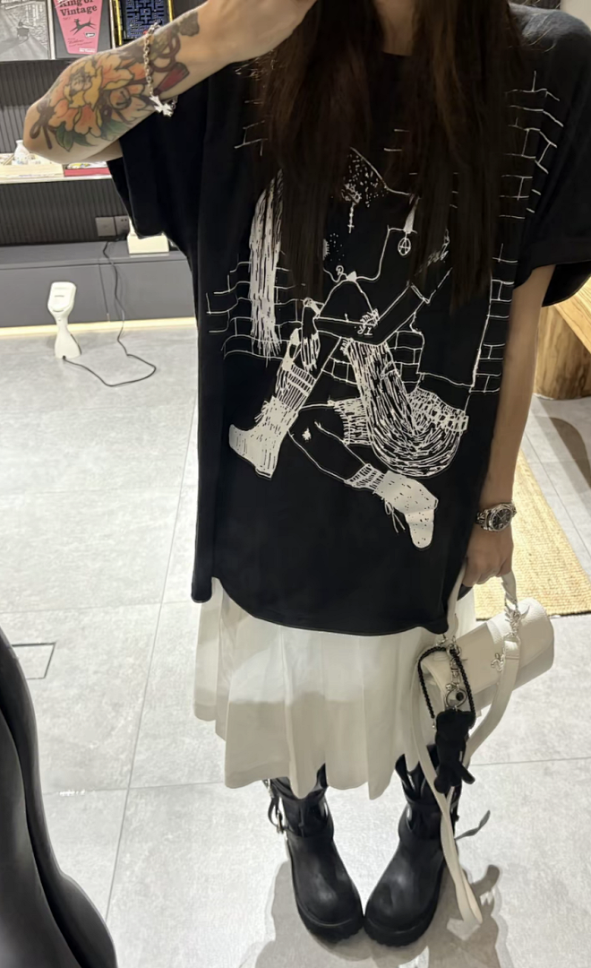 Supreme 128 Mountain Y'S THINKER TEE Print T Black White S-XL - Image 27
