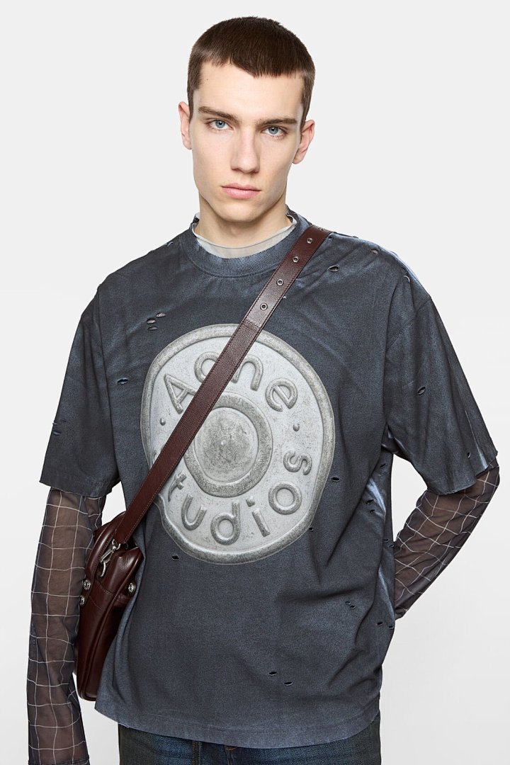 Acne Studios 178 AC Buckle LOGO Short Sleeve T Floral Blue S-XL 8088# - Image 18