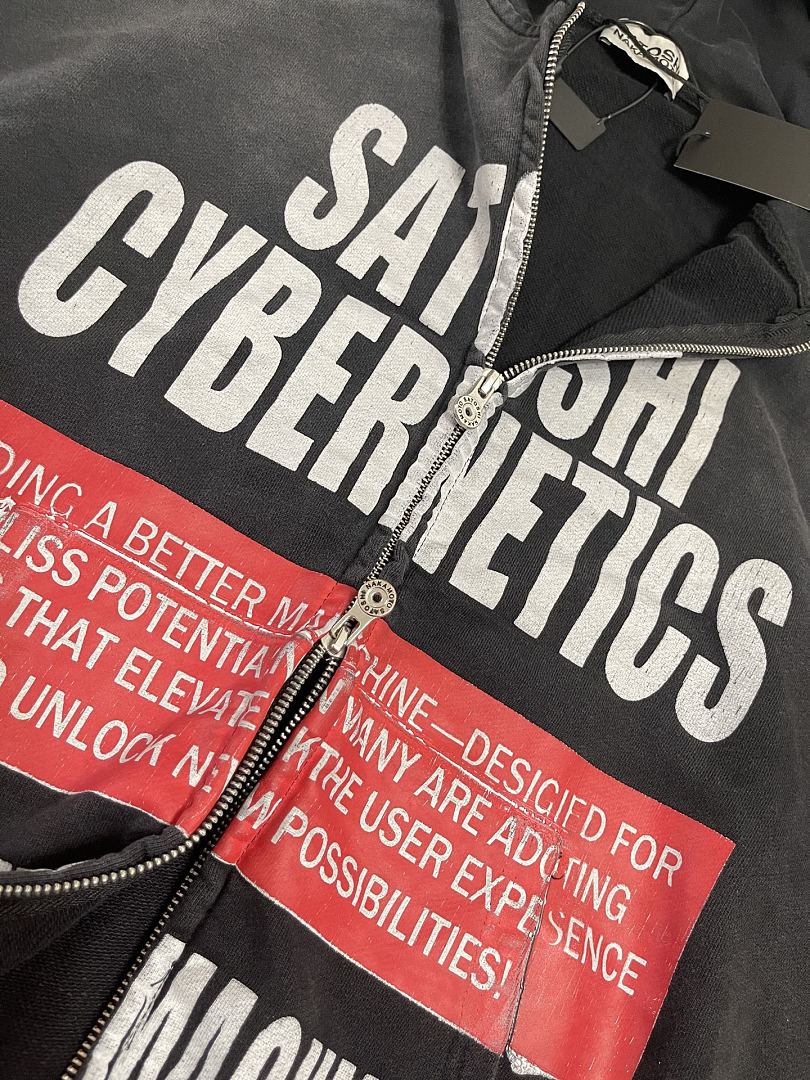 Unbranded 258 Satoshi Nakamoto Cybernetics Zip UpHoodie Washed Black : S M L - Image 10