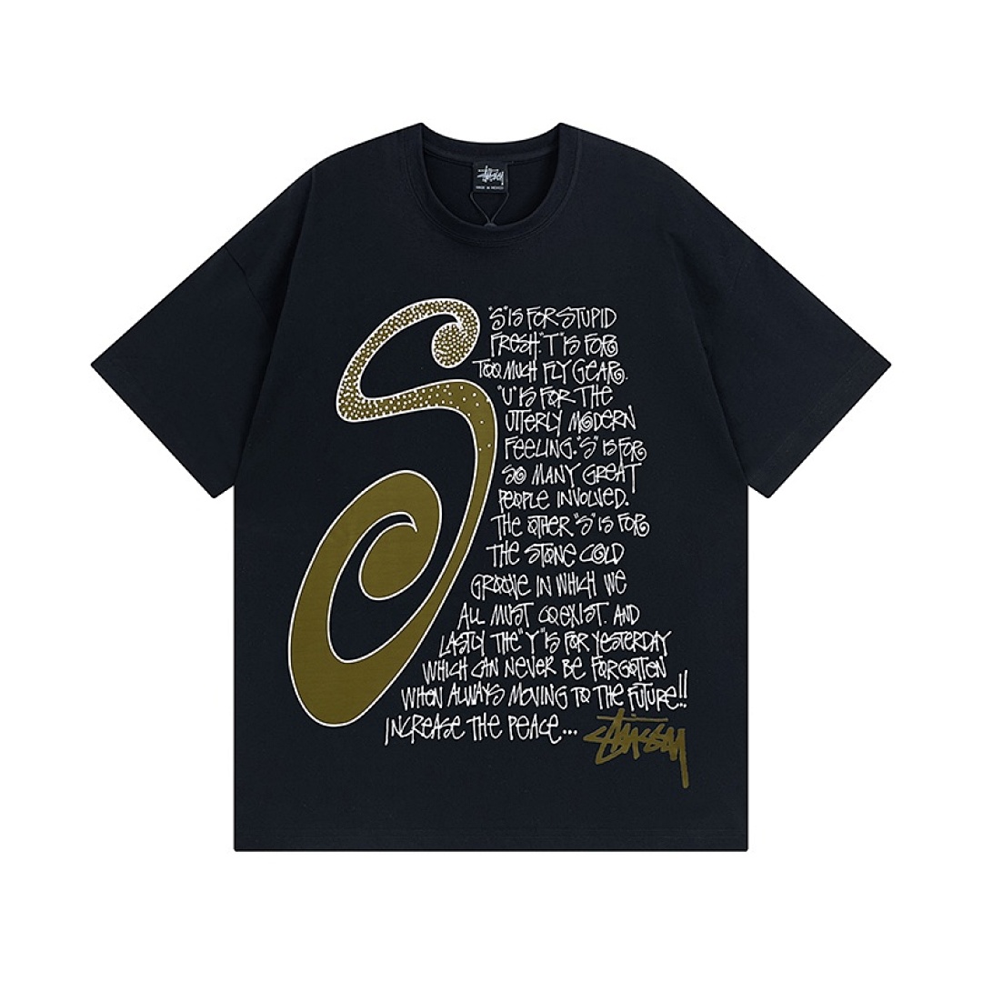 Stussy 98 STU FW22 Logo Print Mens Womens Short Sleeve T : Black White Grass (Green) - Image 3