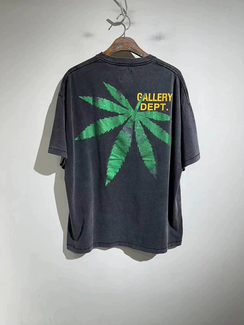Gallery Dept 118 Gallery Dept. LOGO Green Leaf Print Short Sleeve T Black S-XL 3405# - Image 18
