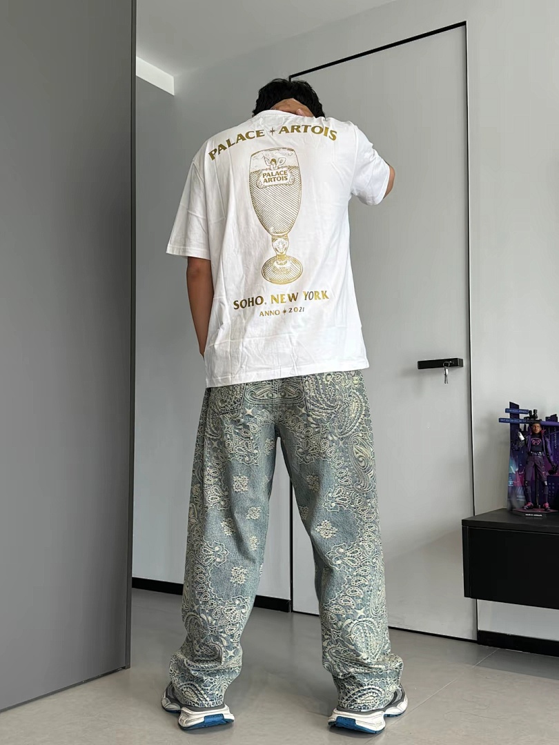 Supreme 498 SS25 BANDANA JACQUARD BAGGY JEAN Floral Fruit (Black) - Image 36