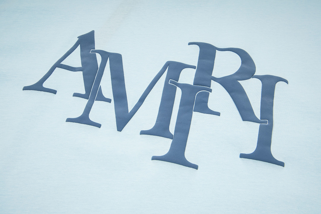 AMIRI 118 Wide Version Model Short Sleeve T Logo Print High Wind Black White Apricot S M L - Image 36