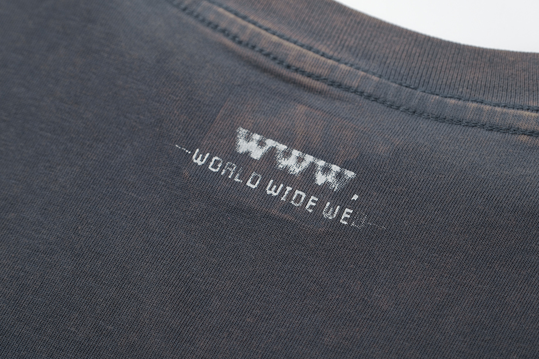 Unbranded 128 PANQ WORLD WIDE WEB Washed Print Short Sleeve T Grey Black S-L 8002# - Image 24