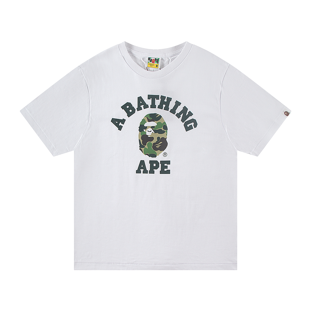 Bape 148 TOP Print Collar Short Sleeve T Black White S-XL - Image 12