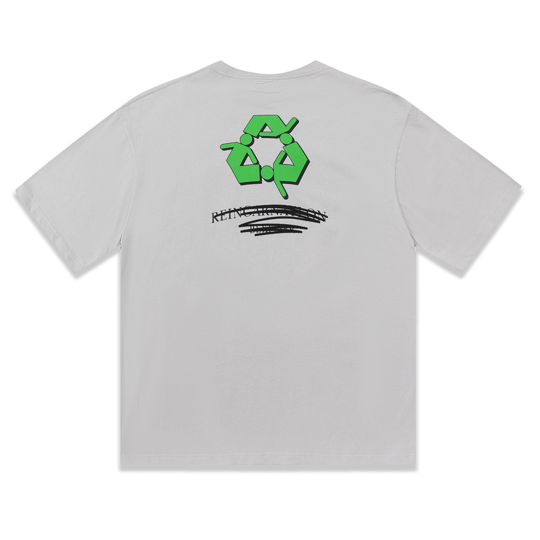 Unbranded 128 New VETEMENTS VTM Stress Print Collar Short Sleeve Water Grey XS-L Diamond 3813# - Image 3