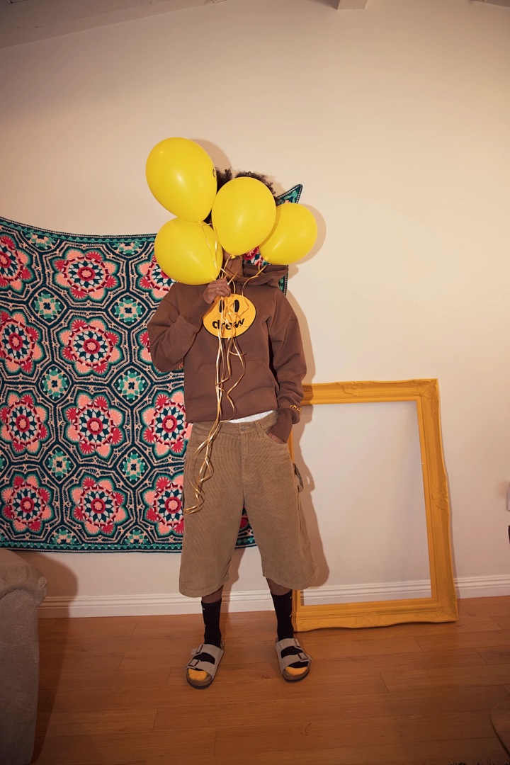 Drew House 228 Drew House SS22 New Mascot Hoodie Print Patchwork Velvet Coffee Brown S M L - Image 13