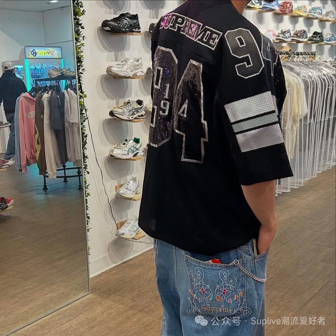 Supreme 258 SEQUIN FOOTBALL JERSEY Embroidered Black S-XL - Image 21