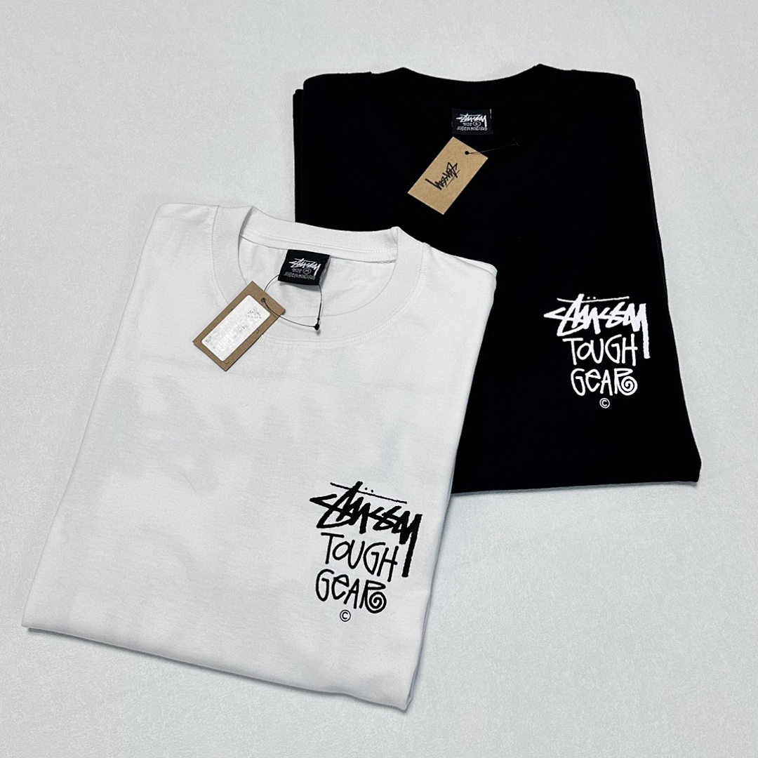Stussy 108 STUSSY SS24 TOUGH GEAR TEE Print Short Sleeve Black White S-XL - Image 6