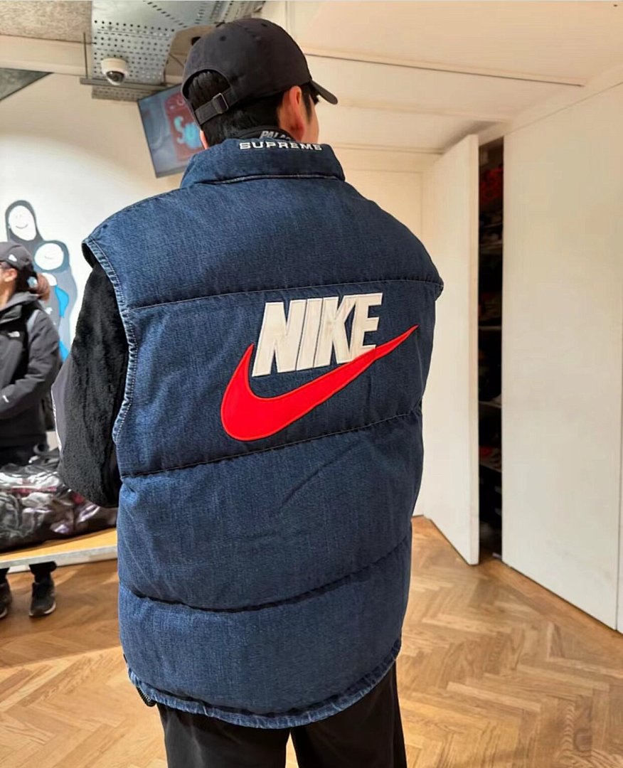 Supreme 438 SUP Collab DENIM PUFFER VEST Black Blue S M L - Image 10