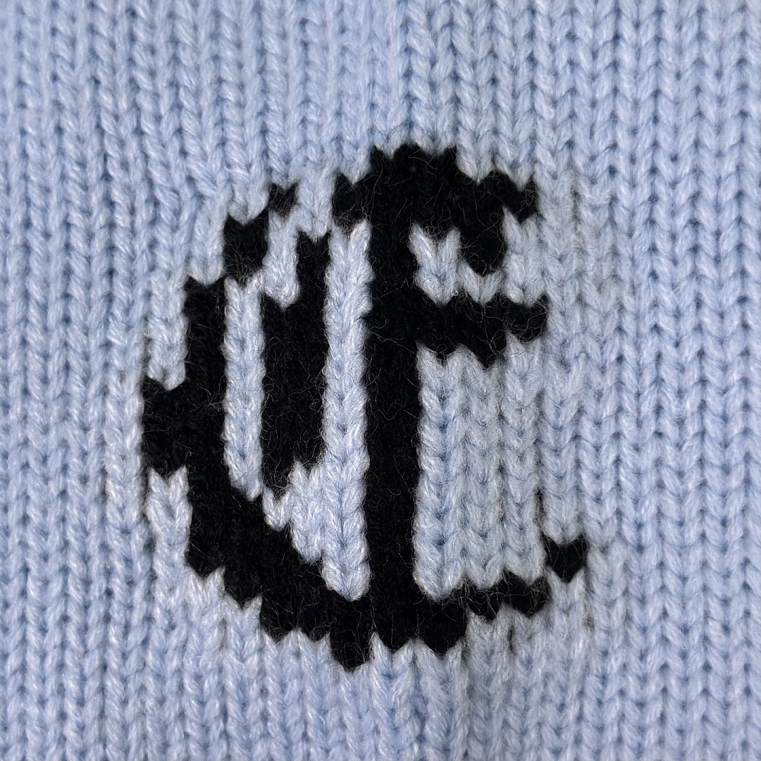 Supreme 338 SS26 OLD ENGLISH SLEEVES SWEATER Fleece Collar Black Sky Blue S - Image 19